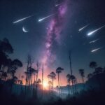 meteor shower in forest